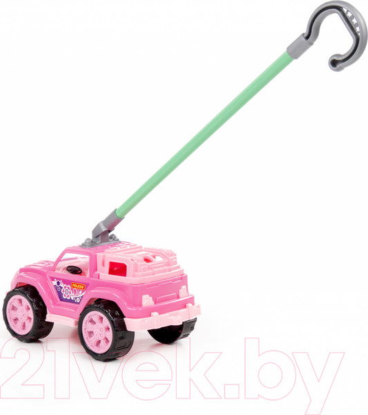 Изображение товара Игрушка-каталка Полесье Легионер с ручкой / 63905 (розовый)