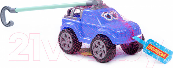 Изображение товара Игрушка-каталка Полесье Боби с ручкой / 75014 (синий)