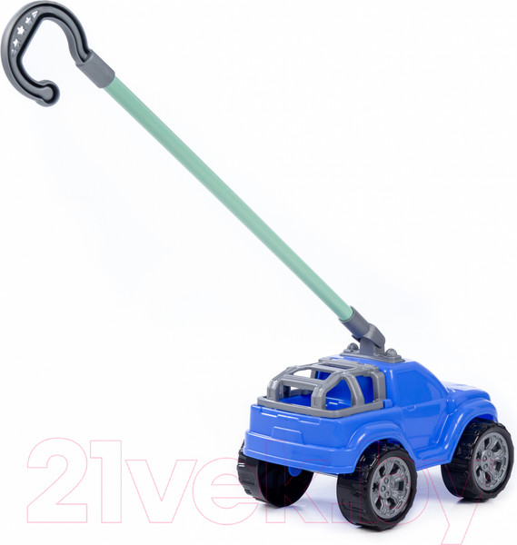 Изображение товара Игрушка-каталка Полесье Боби с ручкой / 75014 (синий)
