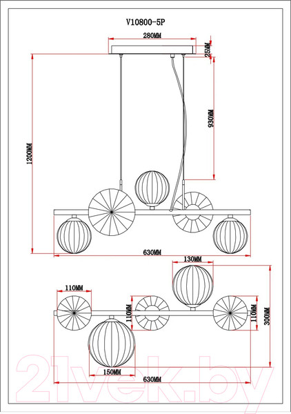 Изображение товара Потолочный светильник Moderli Renny / V10800-5P