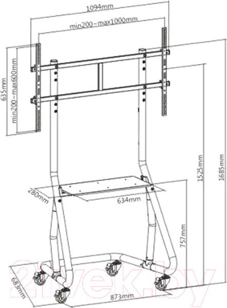 Изображение товара Стойка для ТВ/аппаратуры Ultramounts UM298 (черный)