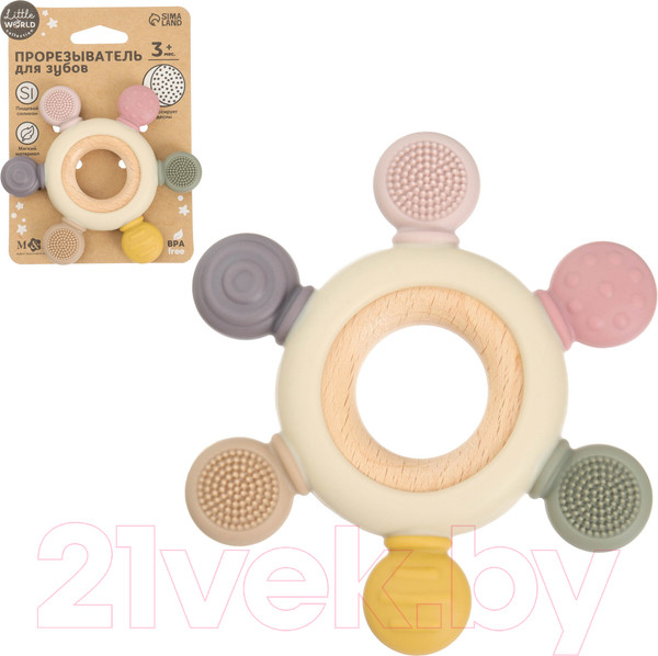 Изображение товара Прорезыватель для зубов Mum&Baby Массажер / 9912655 (розовый/бежевый)