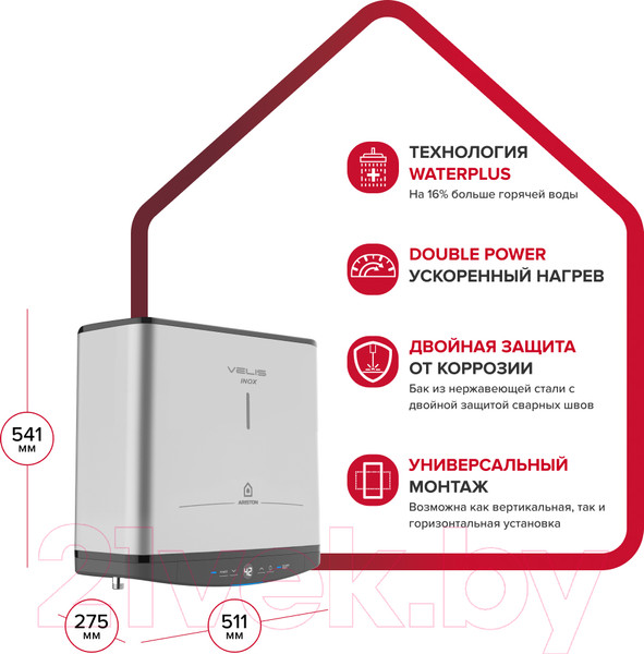 Изображение товара Накопительный водонагреватель Ariston ABSE VLS PRO INOX PW 30 2K (3700736)