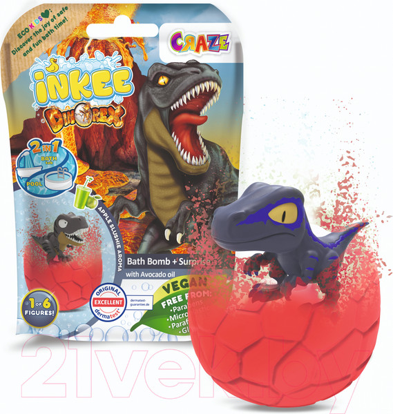 Изображение товара Бомбочка для ванны Craze Inkee Динозавр / 35597