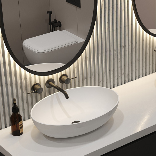 Изображение товара Умывальник Belux Дубай Д-570 (18, белый матовый/Solid Surface)