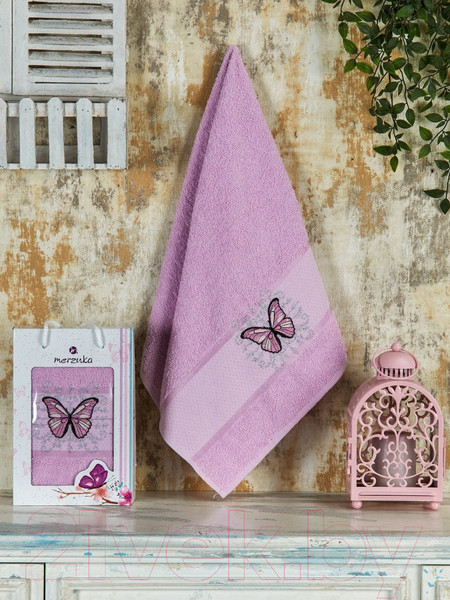 Изображение товара Полотенце Merzuka Kontes 50x90 / 11960 (в коробке,сиреневый)