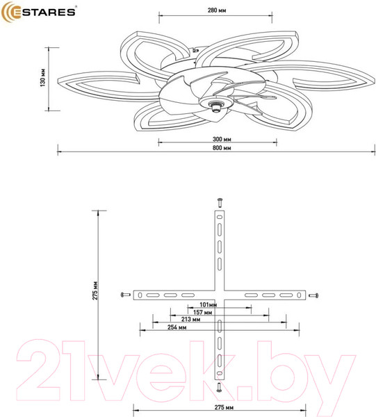 Изображение товара Вентилятор Estares Fan Flower 92W+18W R-APP-770x120-WHITE/WHITE-220-IP20