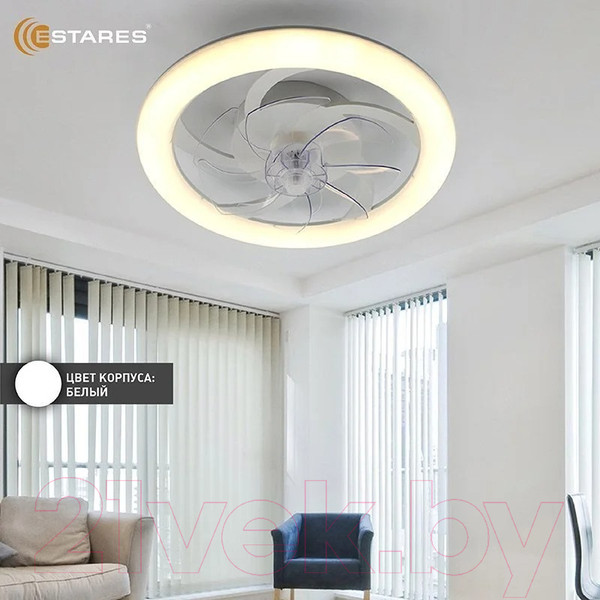 Изображение товара Вентилятор Estares Fan Simple 65W+18W R-APP-480x125-WHITE/WHITE-220-IP20