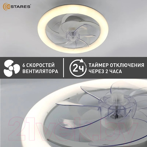 Изображение товара Вентилятор Estares Fan Simple 65W+18W R-APP-480x125-WHITE/WHITE-220-IP20