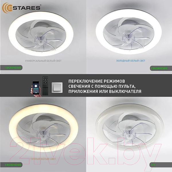 Изображение товара Вентилятор Estares Fan Simple 65W+18W R-APP-480x125-WHITE/WHITE-220-IP20