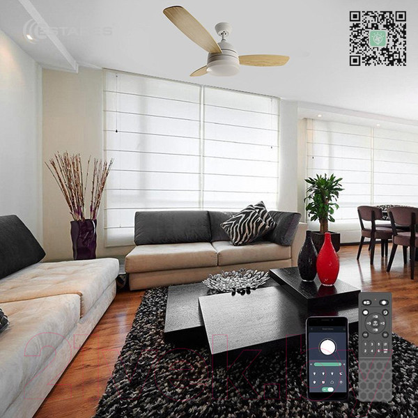 Изображение товара Вентилятор Estares Fan Wood 48W+18W R-APP-1060x390-WHITE/WOOD/WHITE-220-IP20