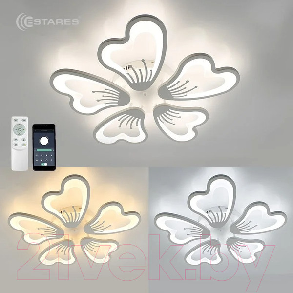Изображение товара Люстра Estares Glory 100W 5F-APP-625х70-WHITE/WHITE-220-IP20