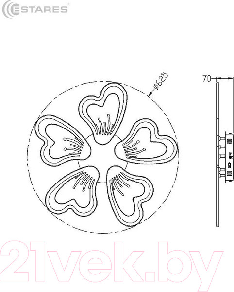 Изображение товара Люстра Estares Glory 100W 5F-APP-625х70-WHITE/WHITE-220-IP20