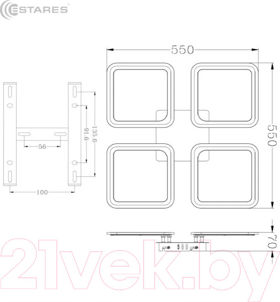 Изображение товара Люстра Estares Sonne 120W 4S-APP-550x550x70-WHITE/WHITE-220-IP20