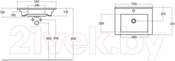 Изображение товара Тумба с умывальником Гамма Р23оФ8 У-55 Атриа-9055