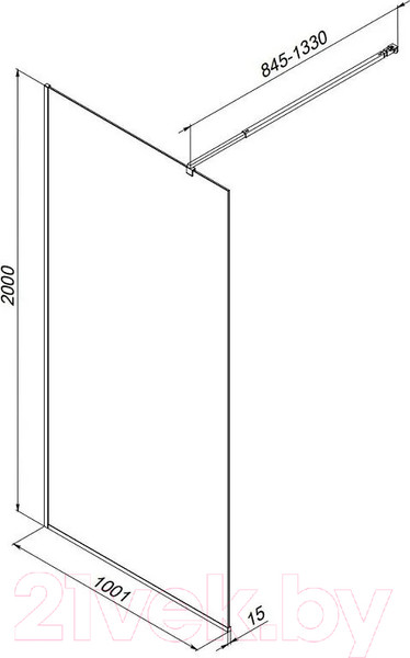 Изображение товара Душевая стенка AM.PM Func 100x200 / W84WI-100-F1-BTE (черный/прозрачное стекло)