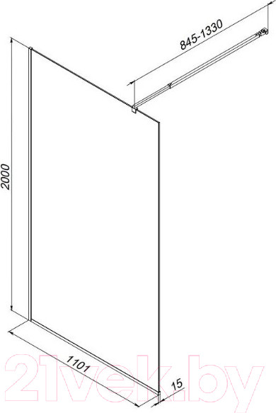 Изображение товара Душевая стенка AM.PM Func 110x200 / W84WI-110-F1-BTE (черный/прозрачное стекло)