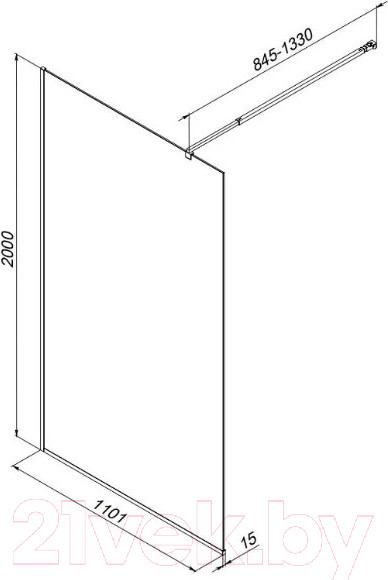 Изображение товара Душевая стенка AM.PM Func 110x200 / W84WI-110-F1-MTE (хром матовый/прозрачное стекло)