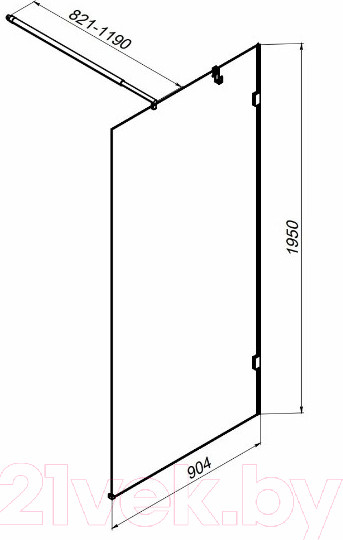 Изображение товара Душевая стенка AM.PM X-Joy 90x195 / W94WI-90-F1-MTE (хром матовый/прозрачное стекло)