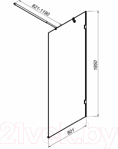 Изображение товара Душевая стенка AM.PM X-Joy 80x195 / W94WI-80-F1-BTE (черный/прозрачное стекло)