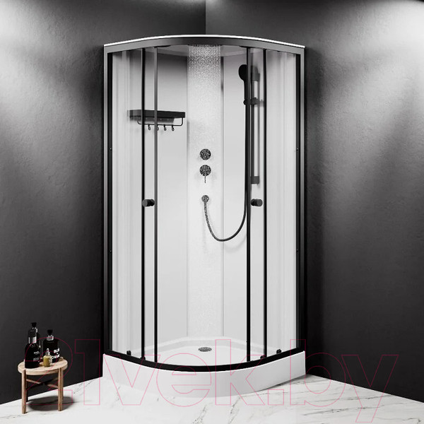 Изображение товара Душевая кабина AM.PM X-Joy 90x90 / W94C-401-090BT (черный матовый/прозрачное стекло)