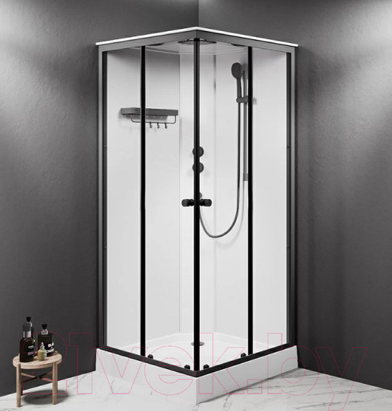 Изображение товара Душевая кабина AM.PM X-Joy 90x90 / W94C-403-090BT (черный матовый/прозрачное стекло)