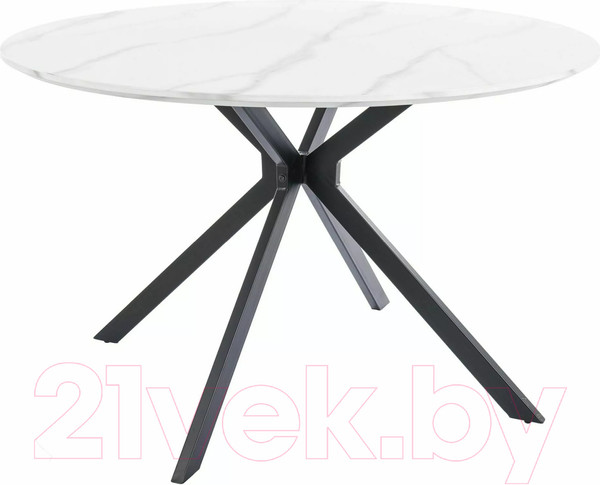 Изображение товара Обеденный стол Signal Aster 120 (белый мрамор/черный матовый)