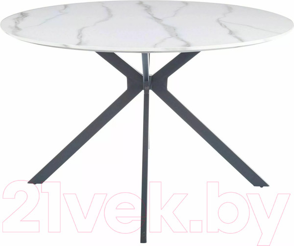 Изображение товара Обеденный стол Signal Aster 120 (белый мрамор/черный матовый)