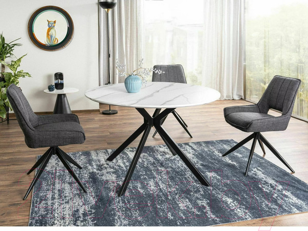 Изображение товара Обеденный стол Signal Aster 120 (белый мрамор/черный матовый)