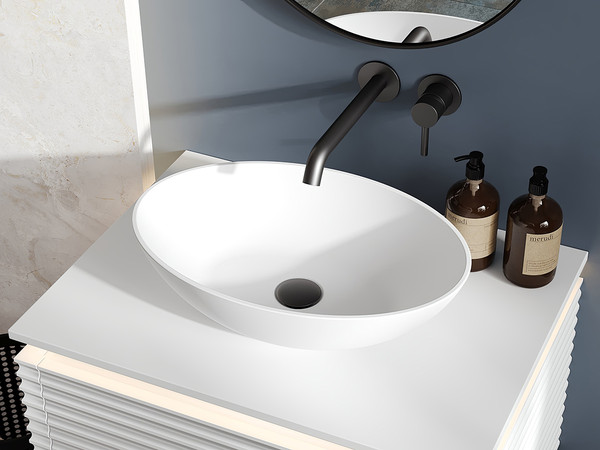 Изображение товара Умывальник Belux Дубай Д-480 (18, белый матовый/Solid Surface)