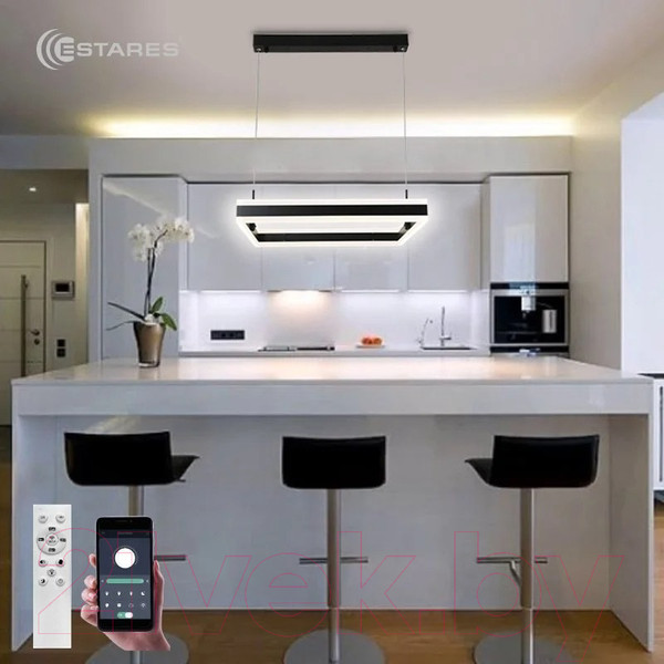 Изображение товара Потолочный светильник Estares Stella 100WS-APP-500x500x1200-BLACK/WHITE-220-IP20