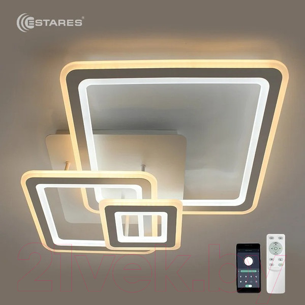 Изображение товара Люстра Estares Triplex Square 124W 3S-APP-596x596x146-WHITE/WHITE-220-IP20