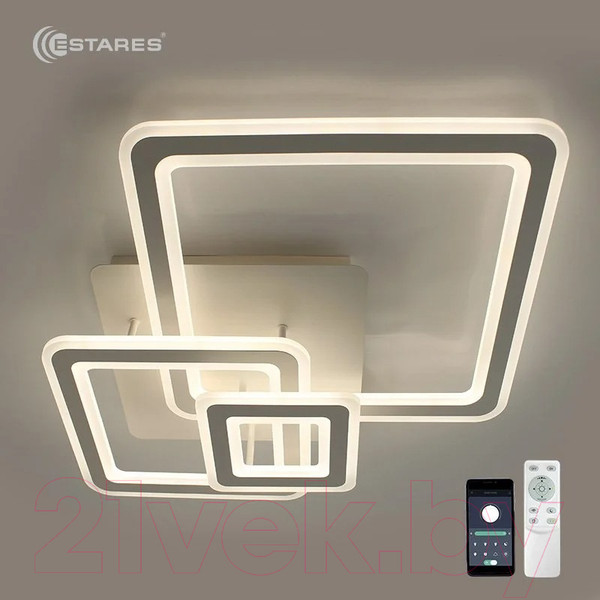 Изображение товара Люстра Estares Triplex Square 124W 3S-APP-596x596x146-WHITE/WHITE-220-IP20