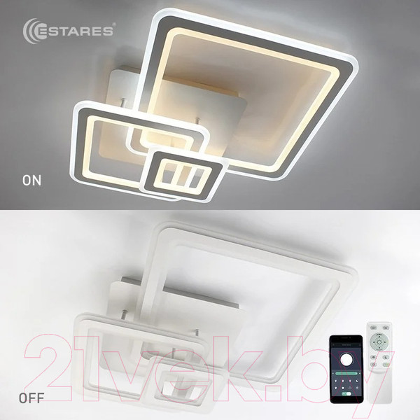 Изображение товара Люстра Estares Triplex Square 124W 3S-APP-596x596x146-WHITE/WHITE-220-IP20
