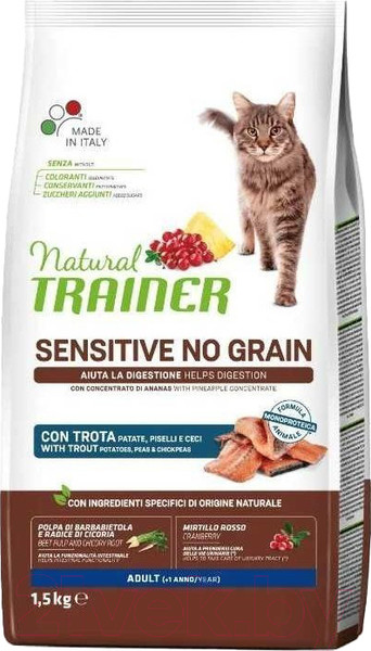 Изображение товара Сухой корм для кошек Trainer Natural No Grain Sensitive с форелью (1.5кг)