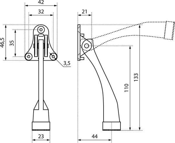 Изображение товара Ограничитель дверной Аллюр КН-130 РУ Козья ножка (белый)