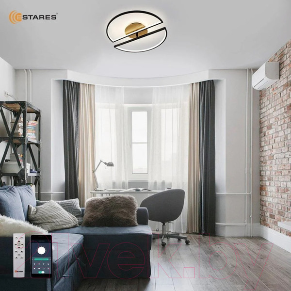 Изображение товара Потолочный светильник Estares Woody Loft 75W 3R-APP-500x135-BLACK/WOOD-220-IP20