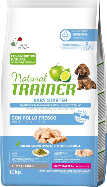 Изображение товара Сухой корм для собак Trainer Natural для щенков из свежей курицы с дрожжевыми нуклеотидами (1.5кг)