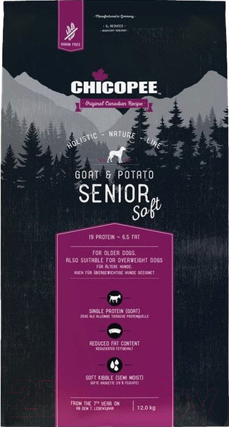 Изображение товара Полувлажный корм для собак Chicopee HNL Soft Senior Goat & Potato (12кг)