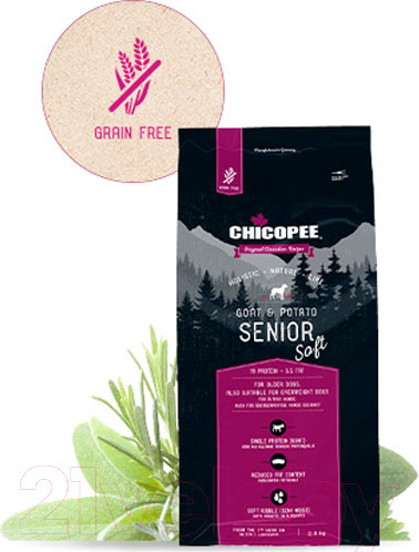 Изображение товара Полувлажный корм для собак Chicopee HNL Soft Senior Goat & Potato (12кг)