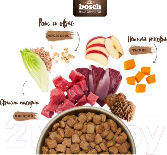Изображение товара Сухой корм для собак Bosch Petfood HPC Menue Adult говядина с рожью и овсом / 5414001 (1кг)