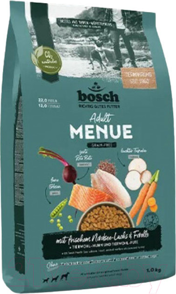 Изображение товара Сухой корм для собак Bosch Petfood HPC Menue Adult с лососем и форелью / 5416001 (1кг)