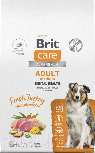 Изображение товара Сухой корм для собак Brit Care Dog Adult M Monoprotein Dental Health / 5066391 (12кг)