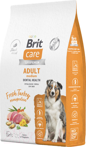 Изображение товара Сухой корм для собак Brit Care Dog Adult M Monoprotein Dental Health / 5066391 (12кг)