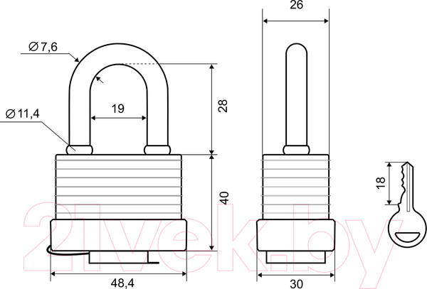 Изображение товара Замок навесной Palladium 905WP-40