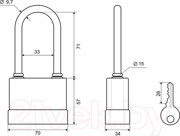 Изображение товара Замок навесной Palladium 907WP-65L