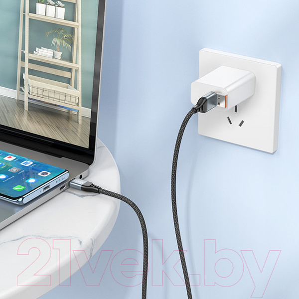 Изображение товара Кабель Hoco U128 2в1 USB/Type-C to Type-C (черный)
