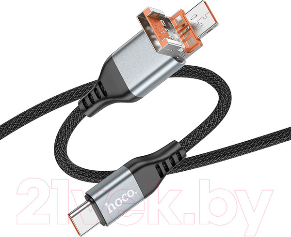 Изображение товара Кабель Hoco U128 2в1 USB/Type-C to Type-C (черный)