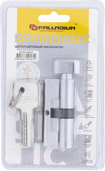Изображение товара Цилиндровый механизм замка Palladium ZN 70 C BK CP (хром)