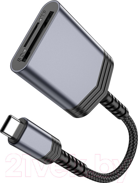 Изображение товара Картридер Hoco UA25 2в1 Type-C/SD/TF Card (металлик)